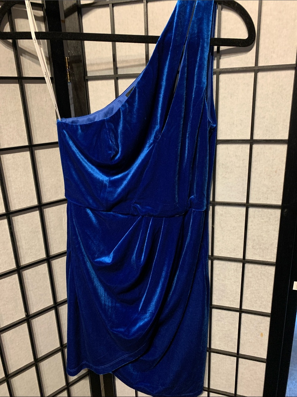 Lulus One-Shoulder Velvet Cocktail Dress in Royal Blue Size S